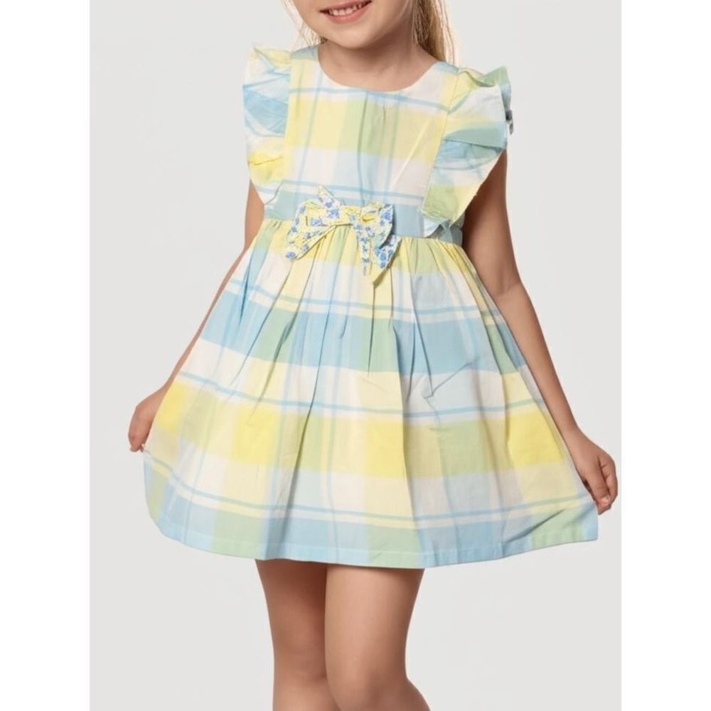 Tommy Bahama 6-9M Baby Girl Summer Dress NWT Plaid Ruffle blue yellow bloomers